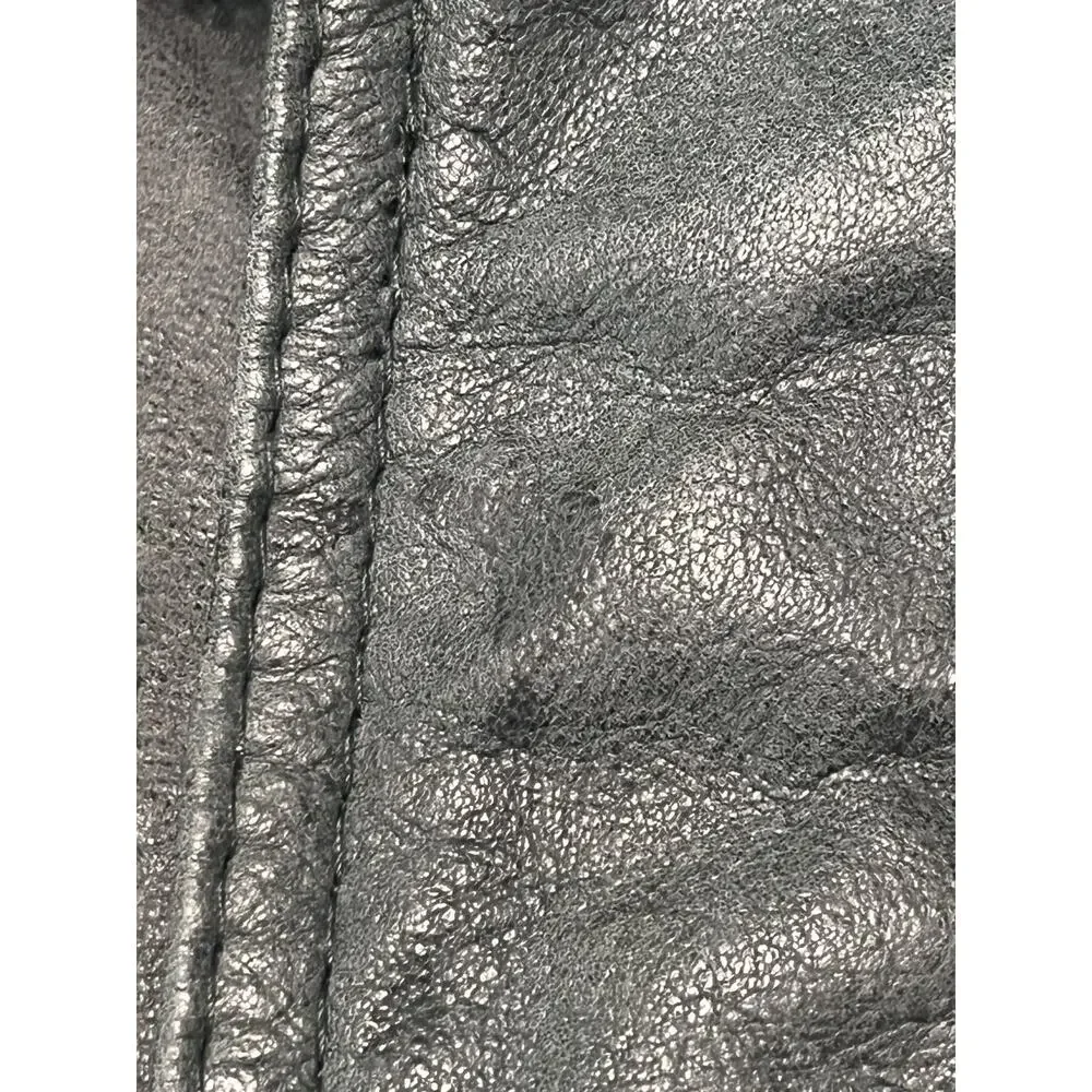 Vintage 80s Midway Leather Bomber Jacket Mens Small Sage Green Slate Flight Coat
